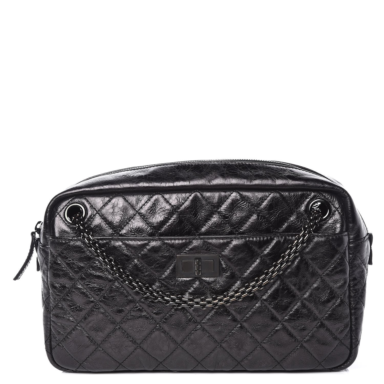 Chanel Metallic Aged Calfskin Quilted Medium Reissue Camera Case Black 1 of 9