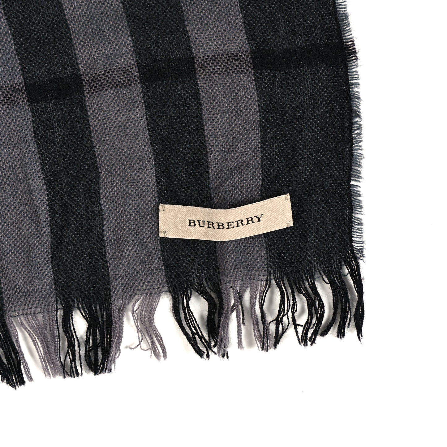 Wool Silk Gauze Giant Check Scarf Black