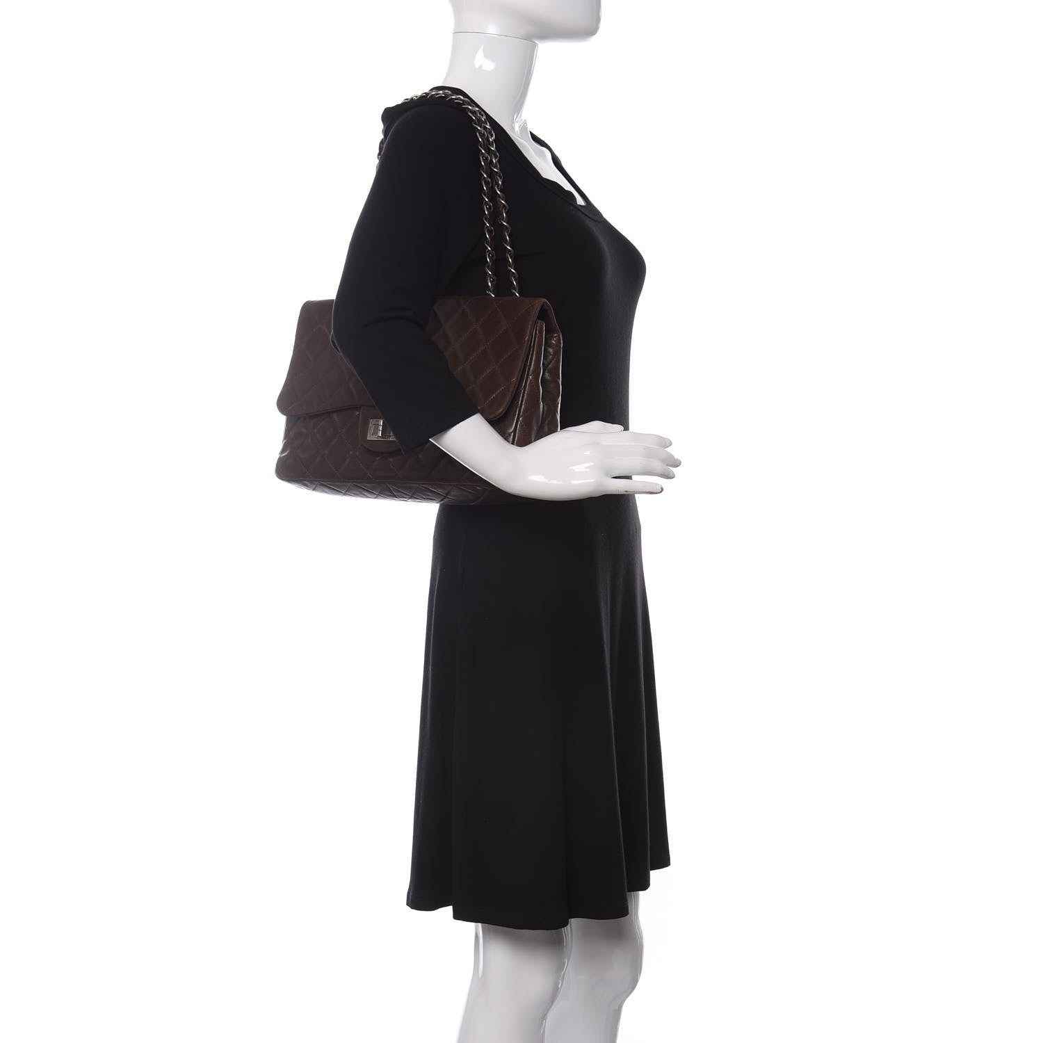 Chanel Washed Lambskin Quilted Jumbo Hybrid Reissue Flap Dark Brown 2 of 12