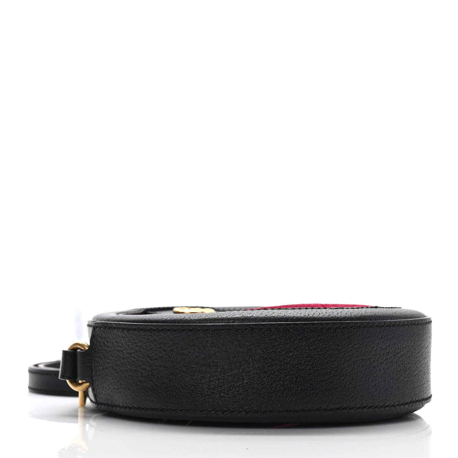 Gucci Velvet GG Monogram Textured Calfskin Round Shoulder Bag Red Cipria Black 4 of 9