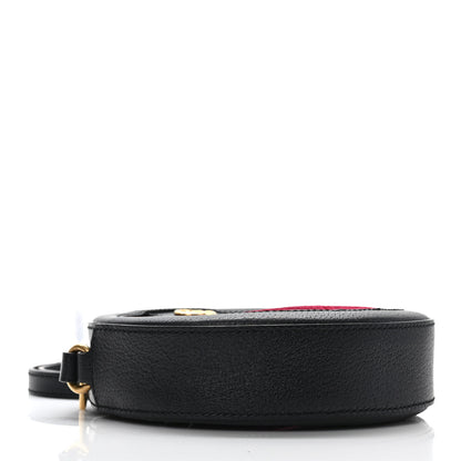 Gucci Velvet GG Monogram Textured Calfskin Round Shoulder Bag Red Cipria Black 4 of 9