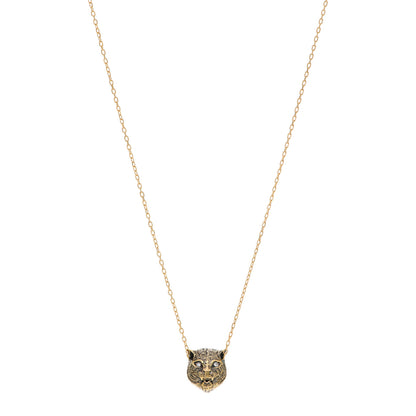 Gucci 18K Yellow Gold Diamond Onyx Le Marche Des Merveilles Feline Pendant Necklace 1 of 6