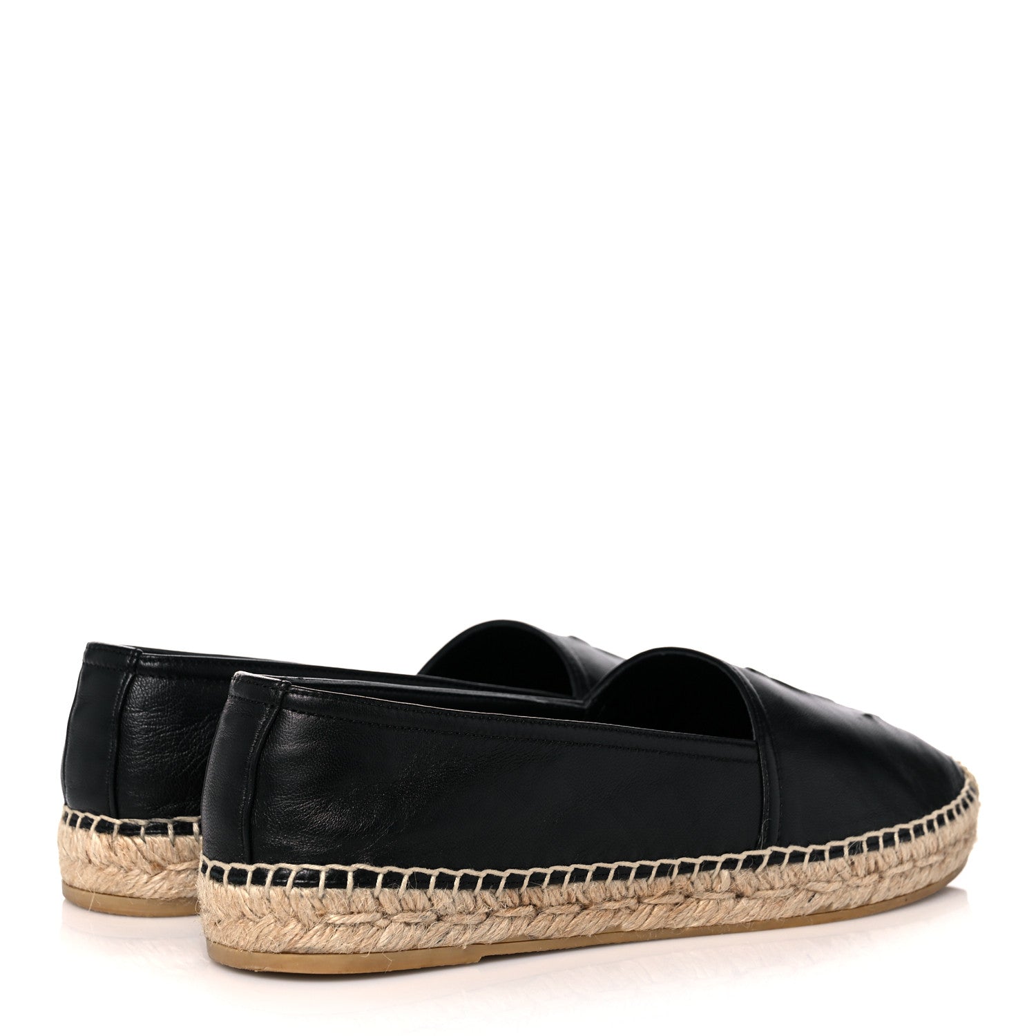 Saint Laurent Lambskin Monogram Espadrilles 38 Black 4 of 9