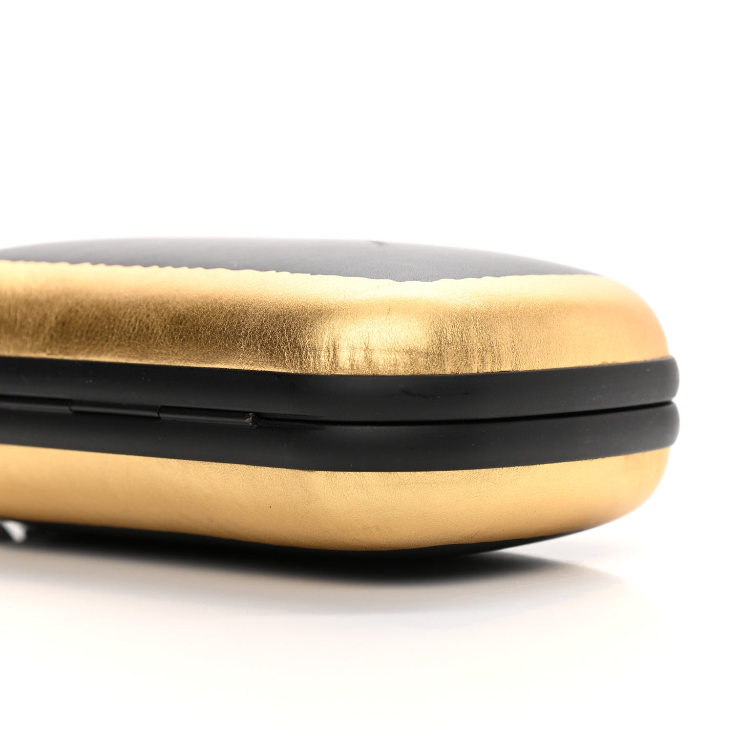 Gilded Waxed Leather Knot Clutch Gold Black