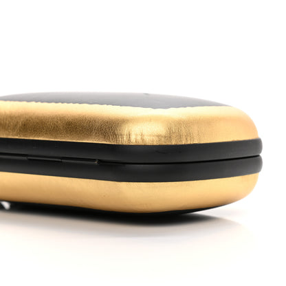 Bottega Veneta Gilded Waxed Leather Knot Clutch Gold Black 8 of 8