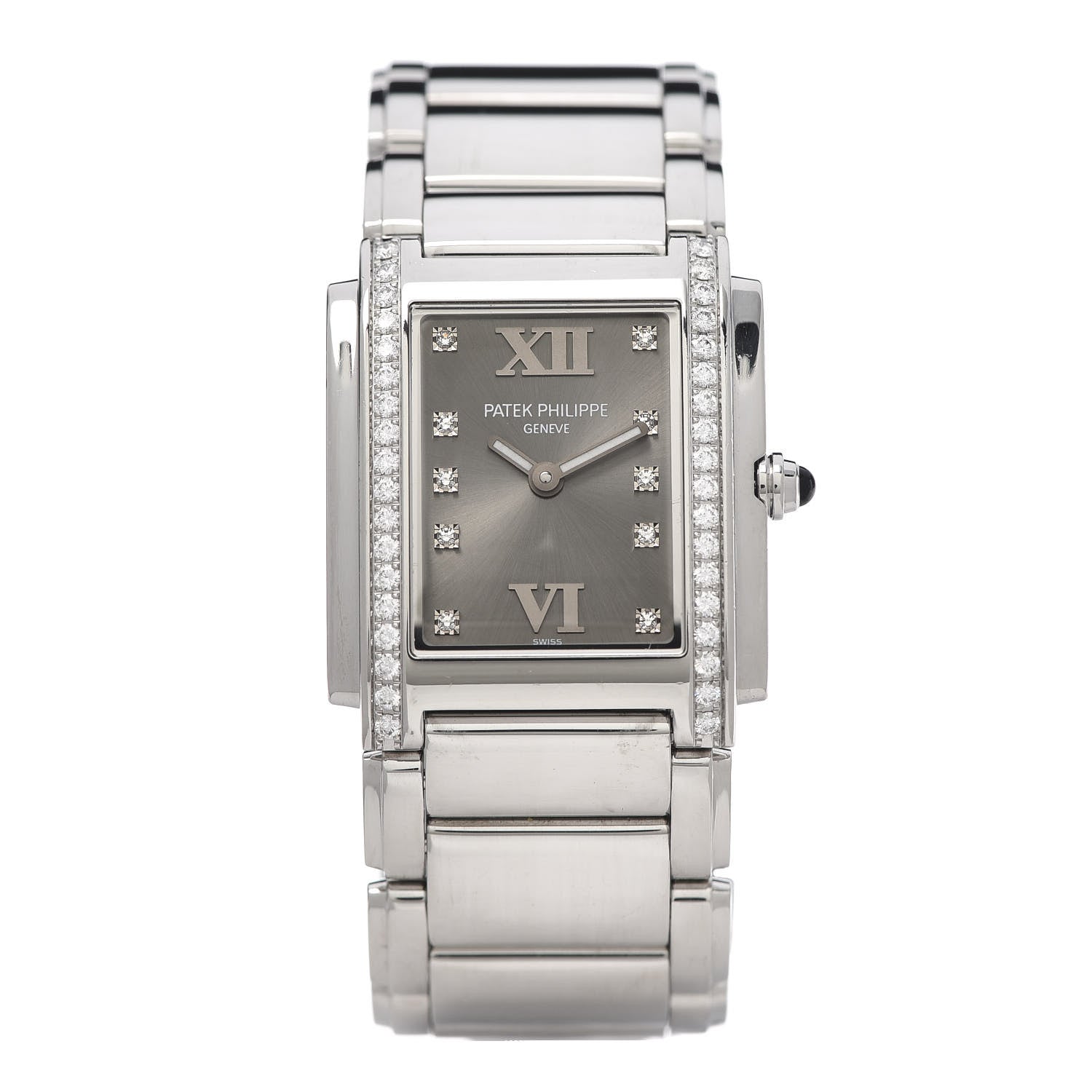 Patek Philippe Stainless Steel Diamond 25mm Twenty-4 Quartz Watch Eternal Gray 4910/010 1 of 6