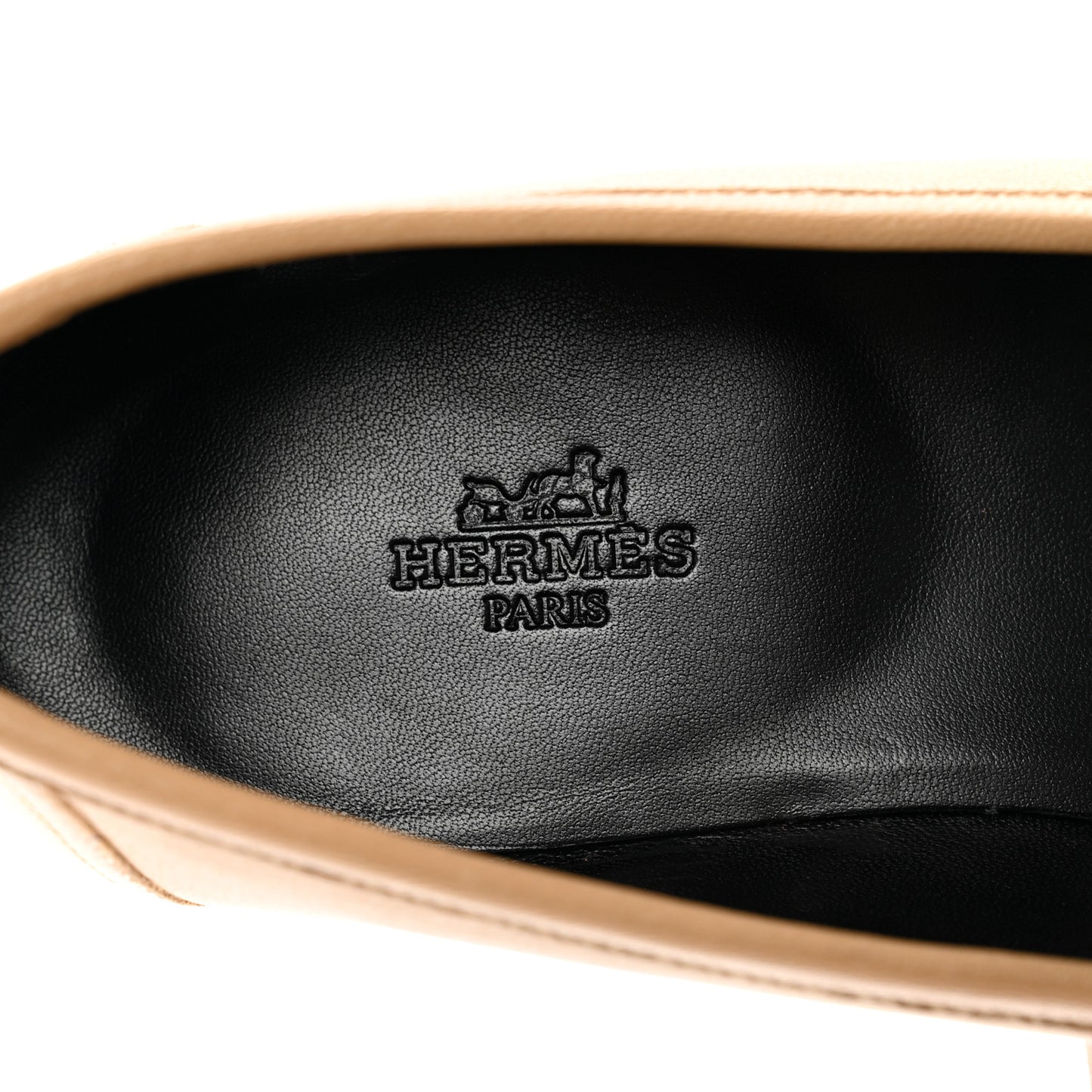 Goatskin Womens Royal Loafers 38.5 Beige Argile White