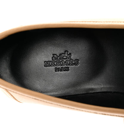 Hermes Goatskin Womens Royal Loafers 38.5 Beige Argile White 6 of 8