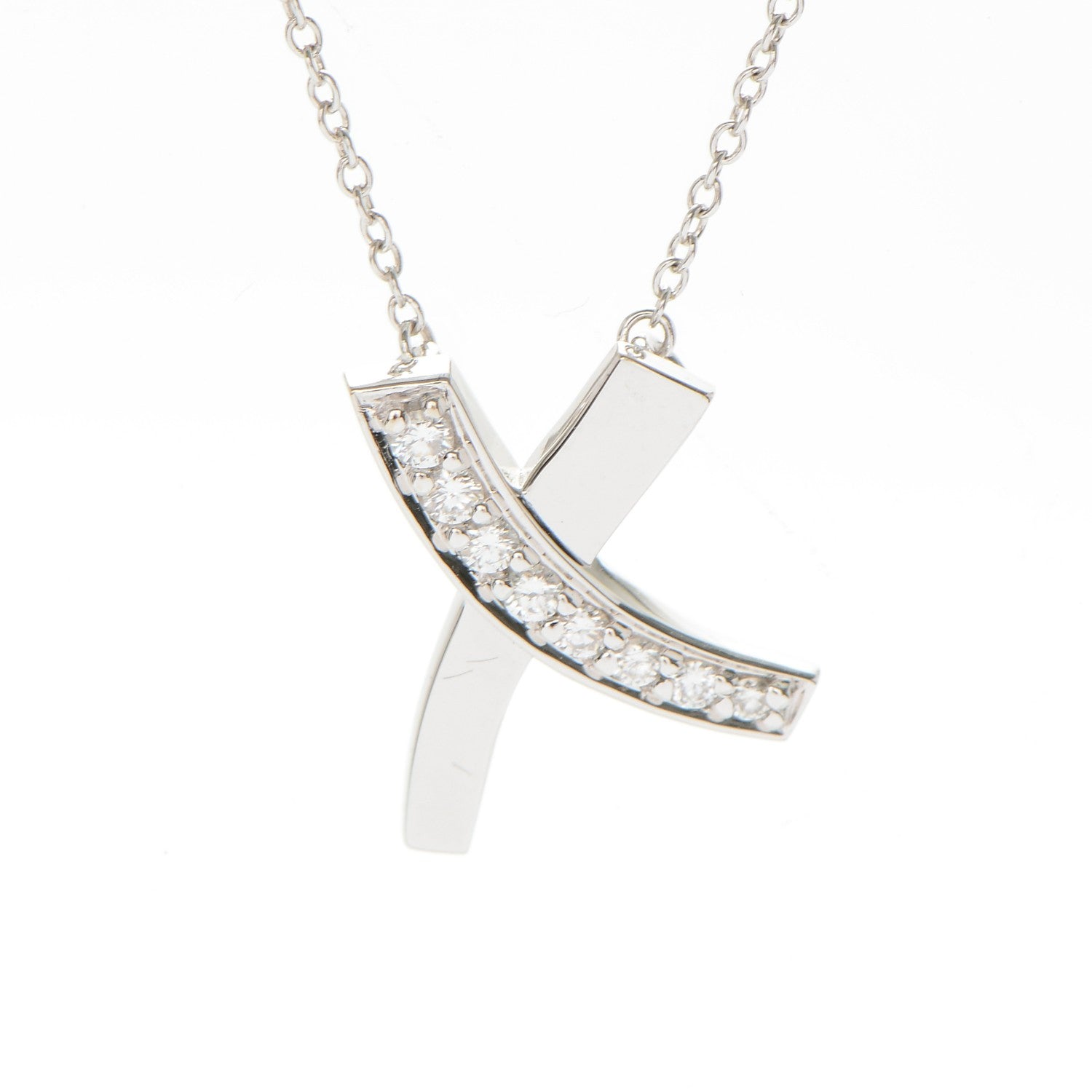 Tiffany 18K White Gold Diamond Paloma Picasso Small Signature X Pendant Necklace 3 of 8