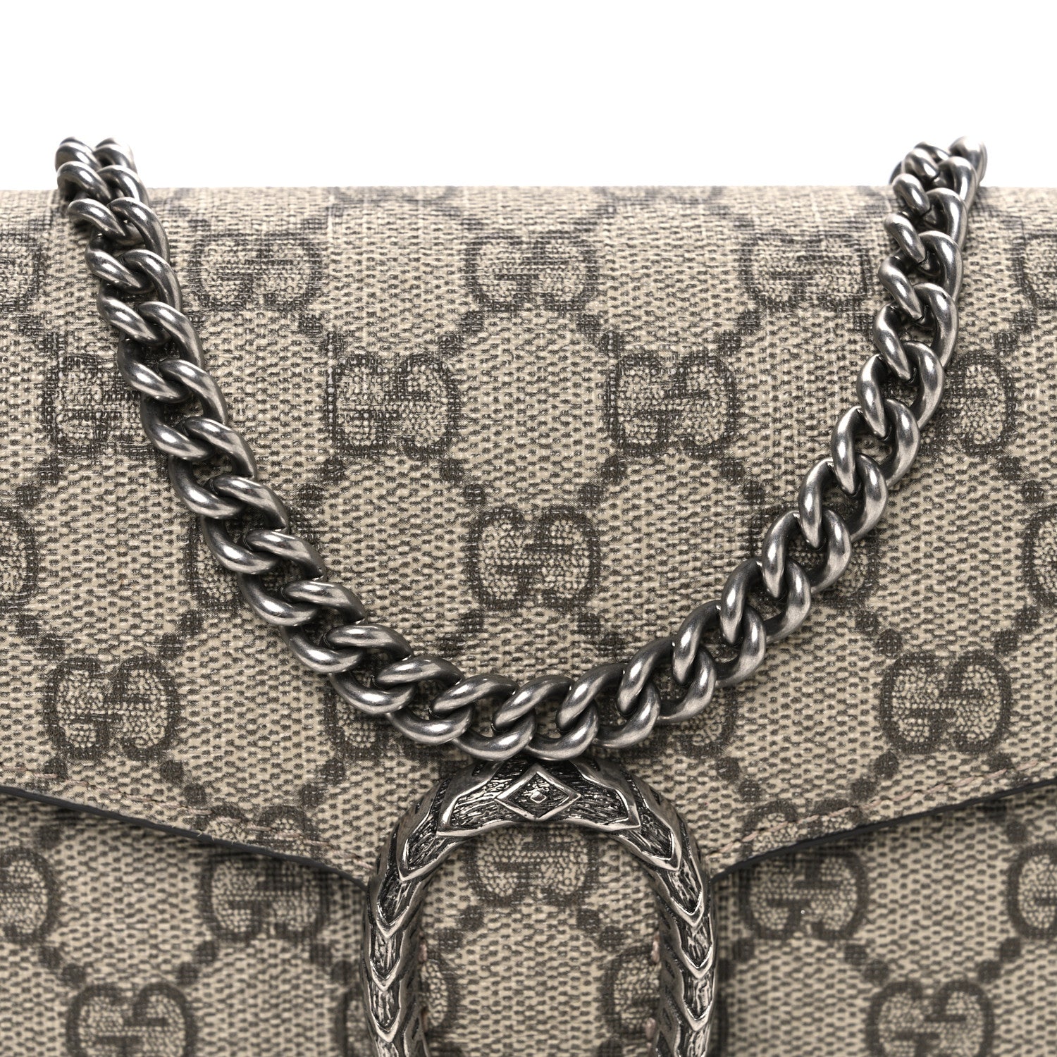 Gucci GG Supreme Monogram Mini Dionysus Chain Wallet Beige Taupe