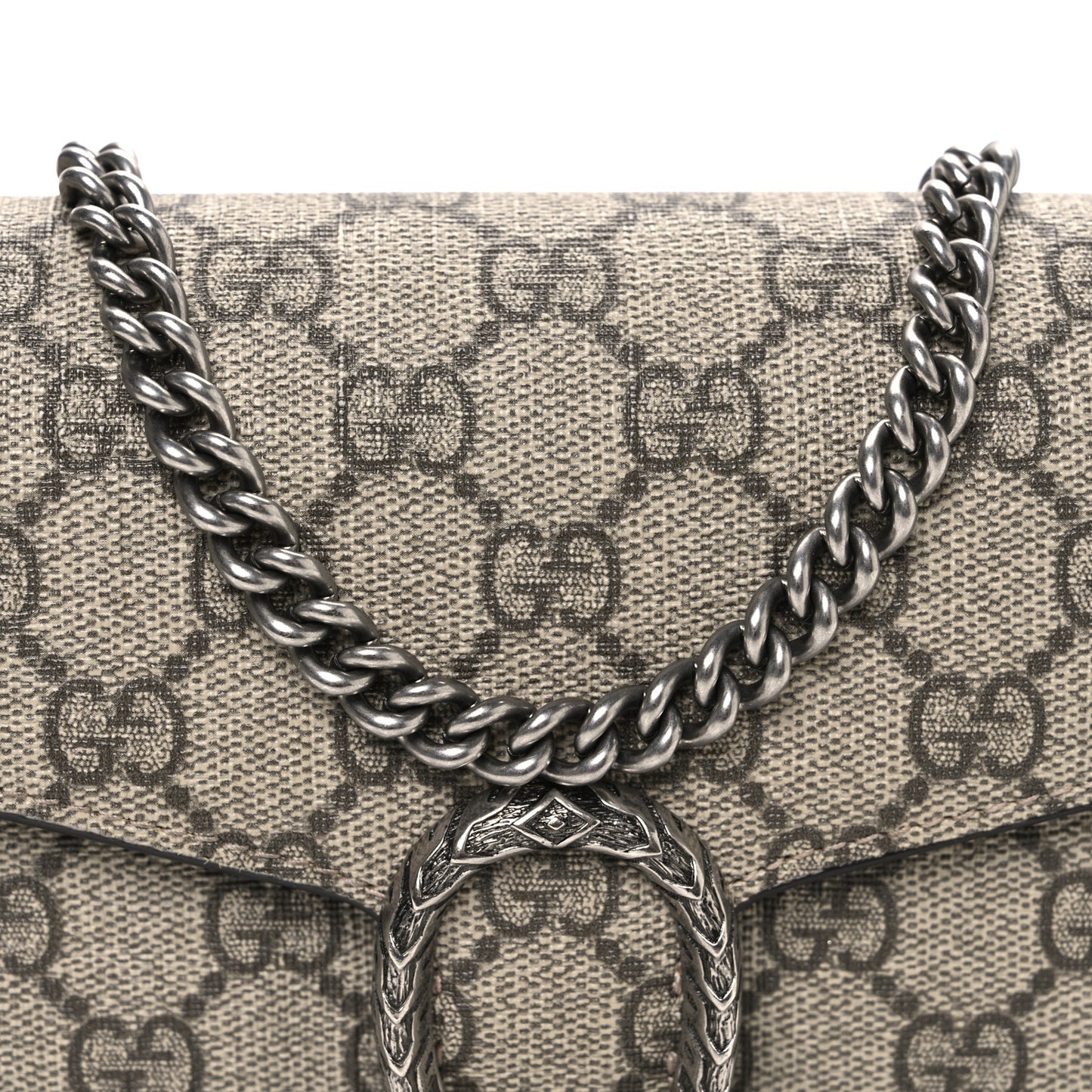 GG Supreme Monogram Mini Dionysus Chain Wallet Beige Taupe