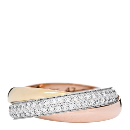 Cartier 18K White Yellow Pink Gold Diamond Small Trinity Paved Ring 47 4 1 of 5