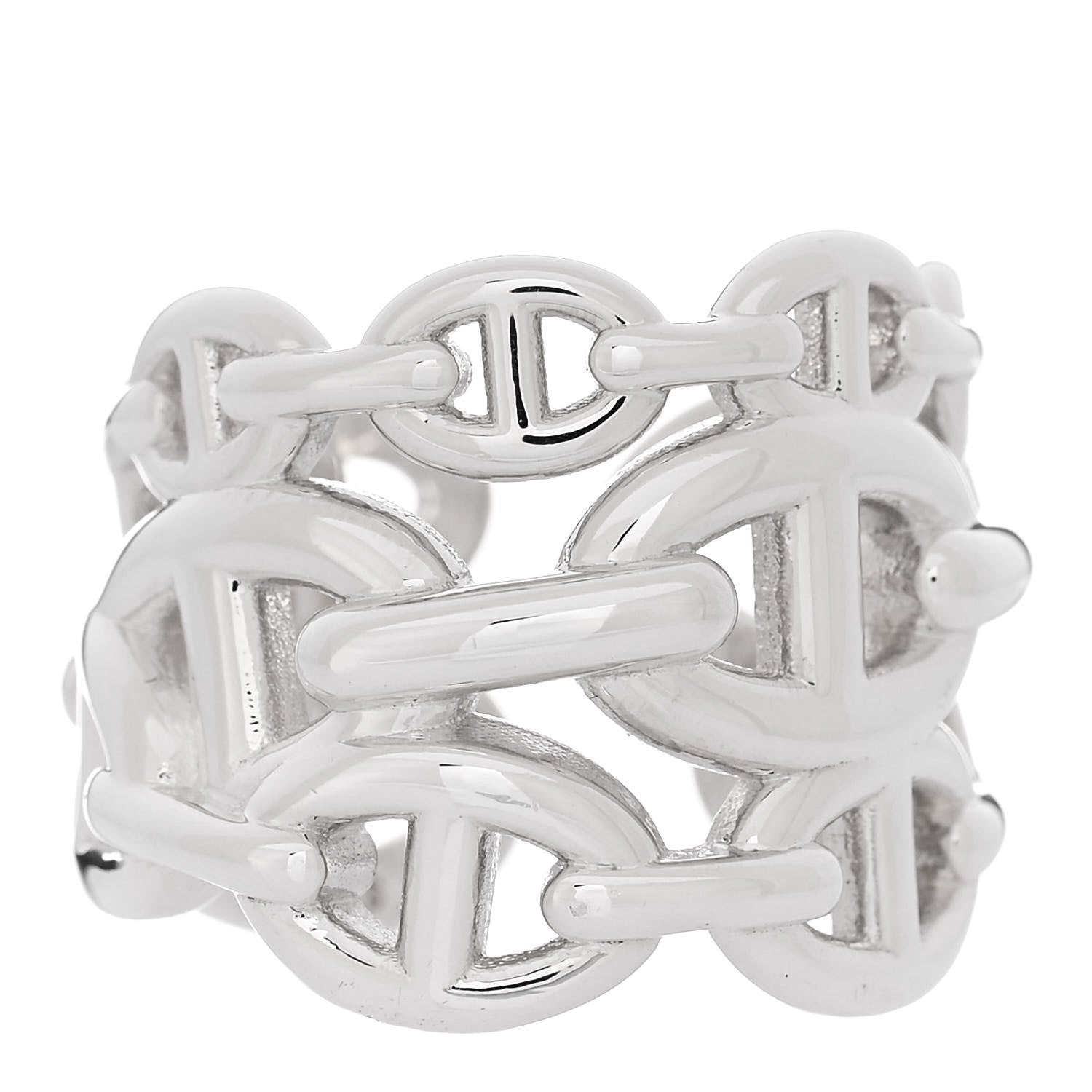 Hermes Sterling Silver GM Chaine d'Ancre Enchainee Band Ring 54 7 1 of 7