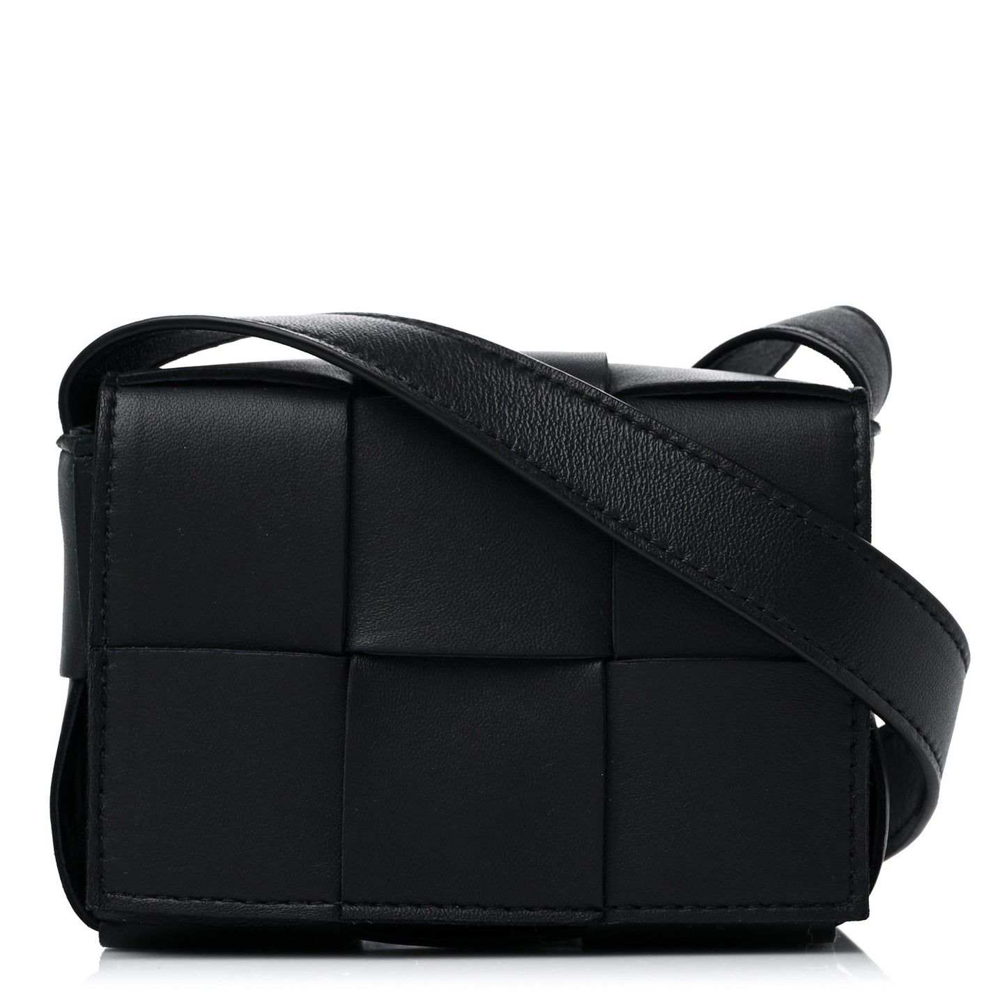 Lambskin Maxi Intrecciato Extra Mini Cassette Crossbody Bag Black