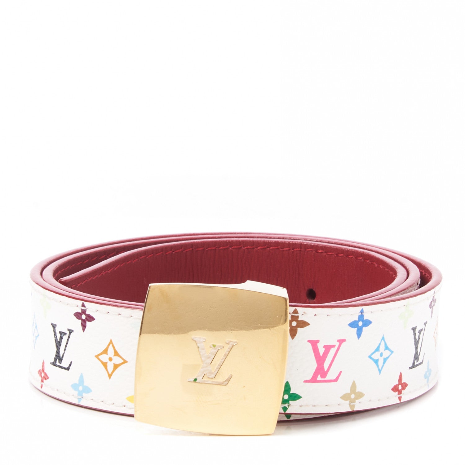 Louis Vuitton Monogram Multicolor LV Cut Reversible Belt 80 32 White Grenade 1 of 6