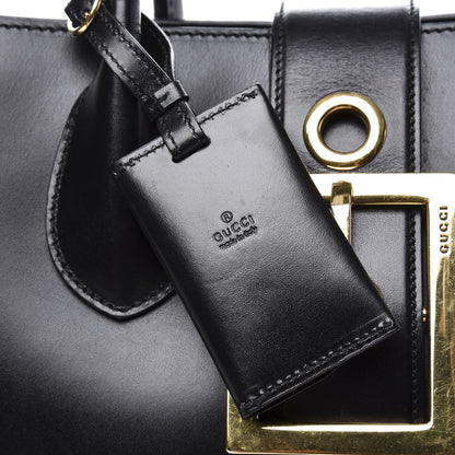 Gucci Calfskin Medium Lady Buckle Top Handle Bag Black 12 of 13