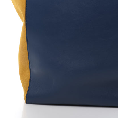 Celine Calfskin Suede Medium Phantom Luggage Cabas Yellow Blue 14 of 15