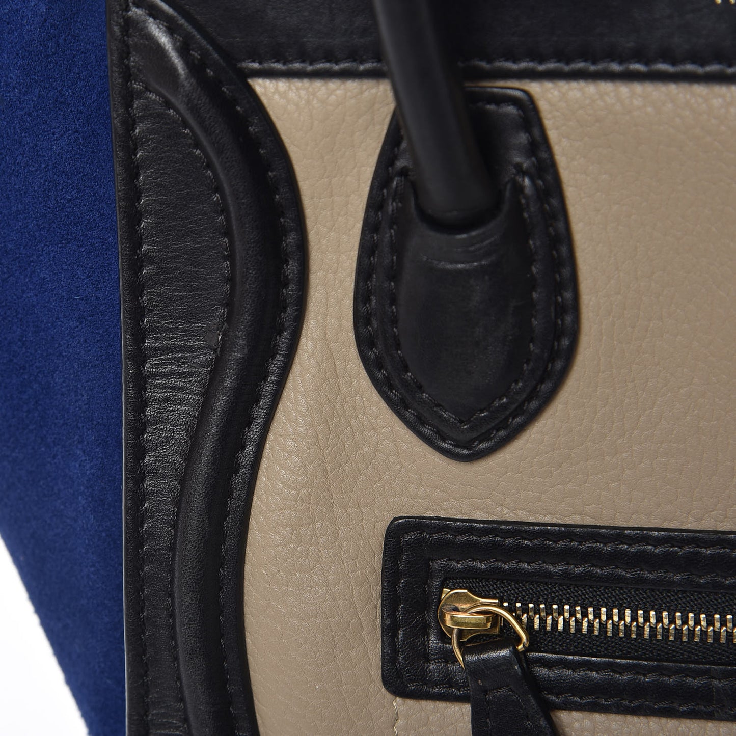 Smooth Drummed Calfskin Nano Tri-Color Luggage Beige