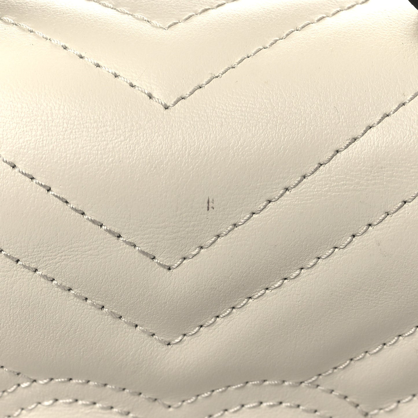 Calfskin Matelasse Mini GG Marmont Top Handle Shoulder Bag White