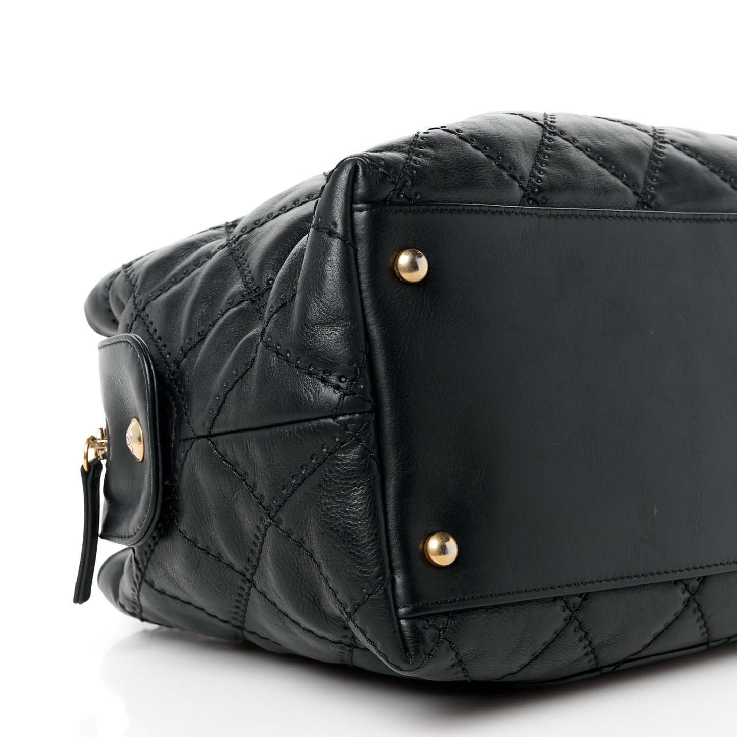 Calfskin Stitched Medium Retro Chain Tote Black