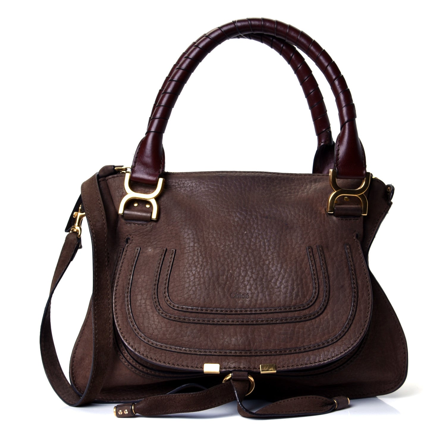 Chloe Nubuck Medium Marcie Satchel Dark Brown 1 of 4