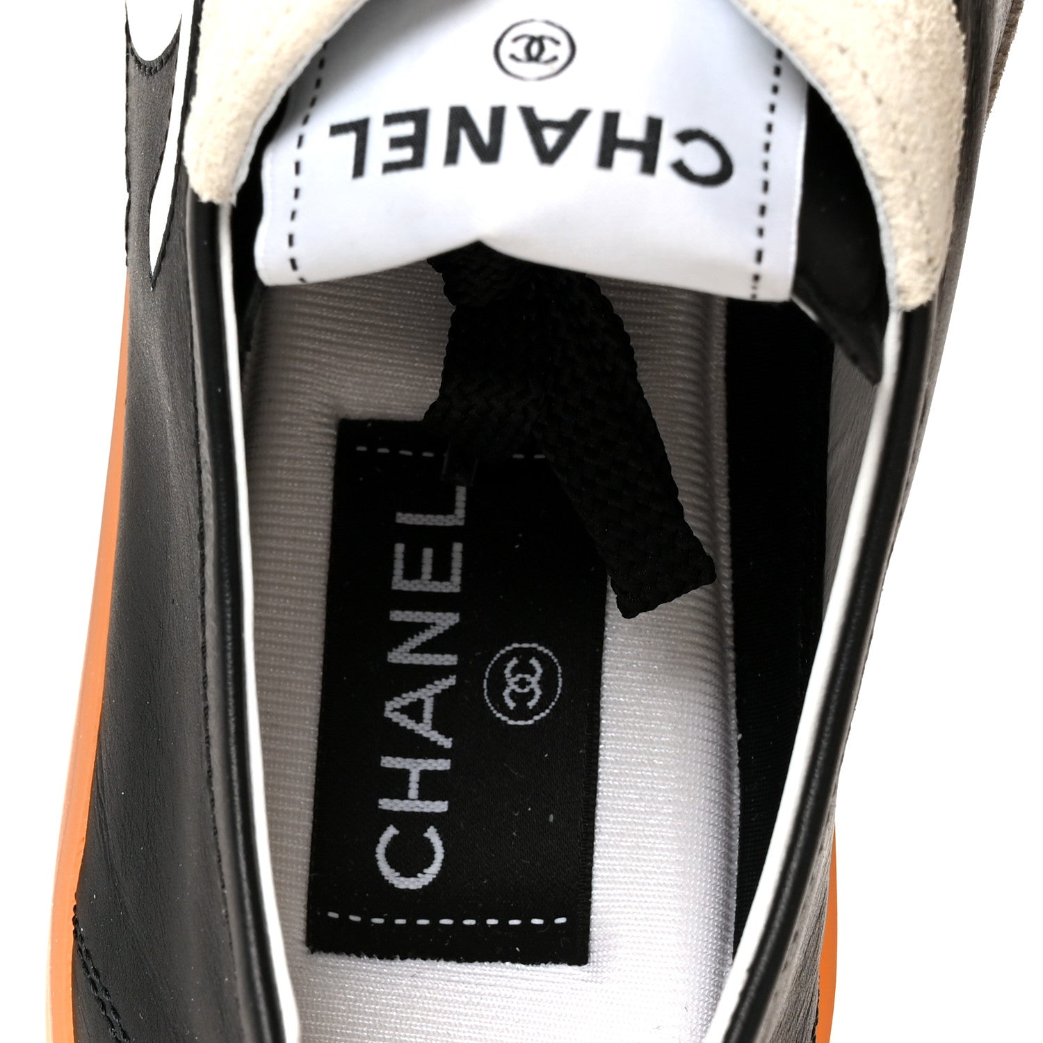 Chanel Calfskin Embossed Suede Sneakers 40 Black White 7 of 11