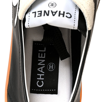 Chanel Calfskin Embossed Suede Sneakers 40 Black White 7 of 11