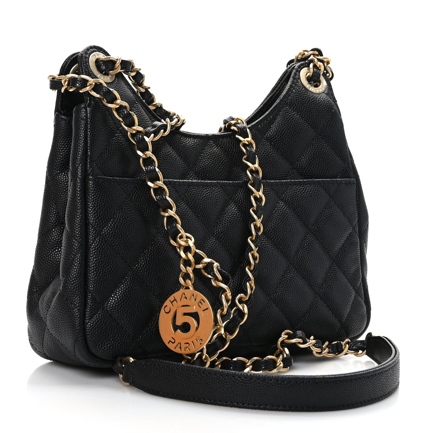 Chanel Caviar Quilted Small Wavy CC Hobo Black 3 of 9