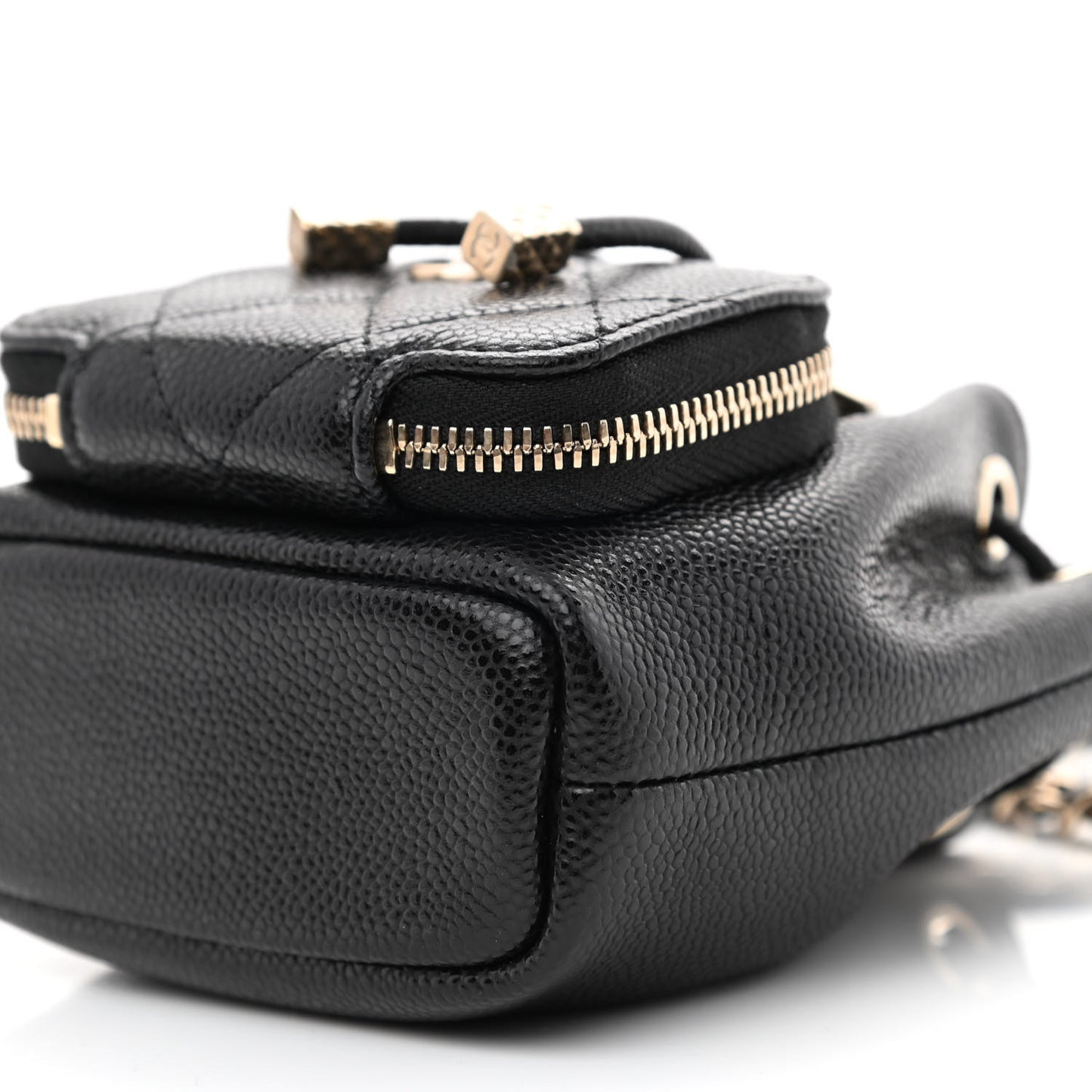 Caviar Quilted Mini CC Pocket Bucket Bag Black