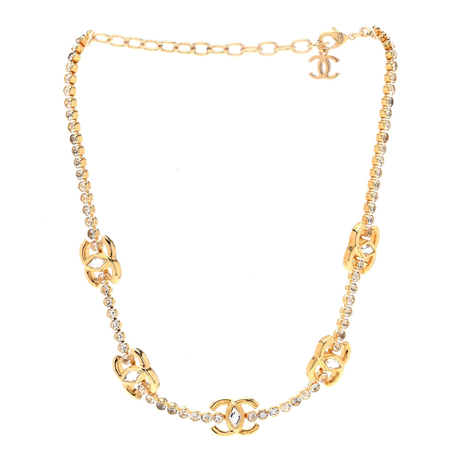 Chanel Metal Crystal CC Marquise Choker Gold 3 of 5
