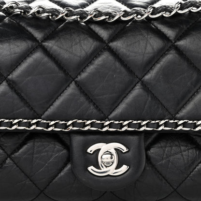 Chanel Crumpled Calfskin Medium Chain All Over Flap Black 8 of 12