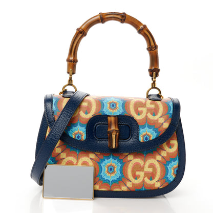 Gucci Calfskin Kaleidoscope Medium Bamboo 1947 Top Handle Bag Blue Orange Multicolor Blue Agata 3 of 11