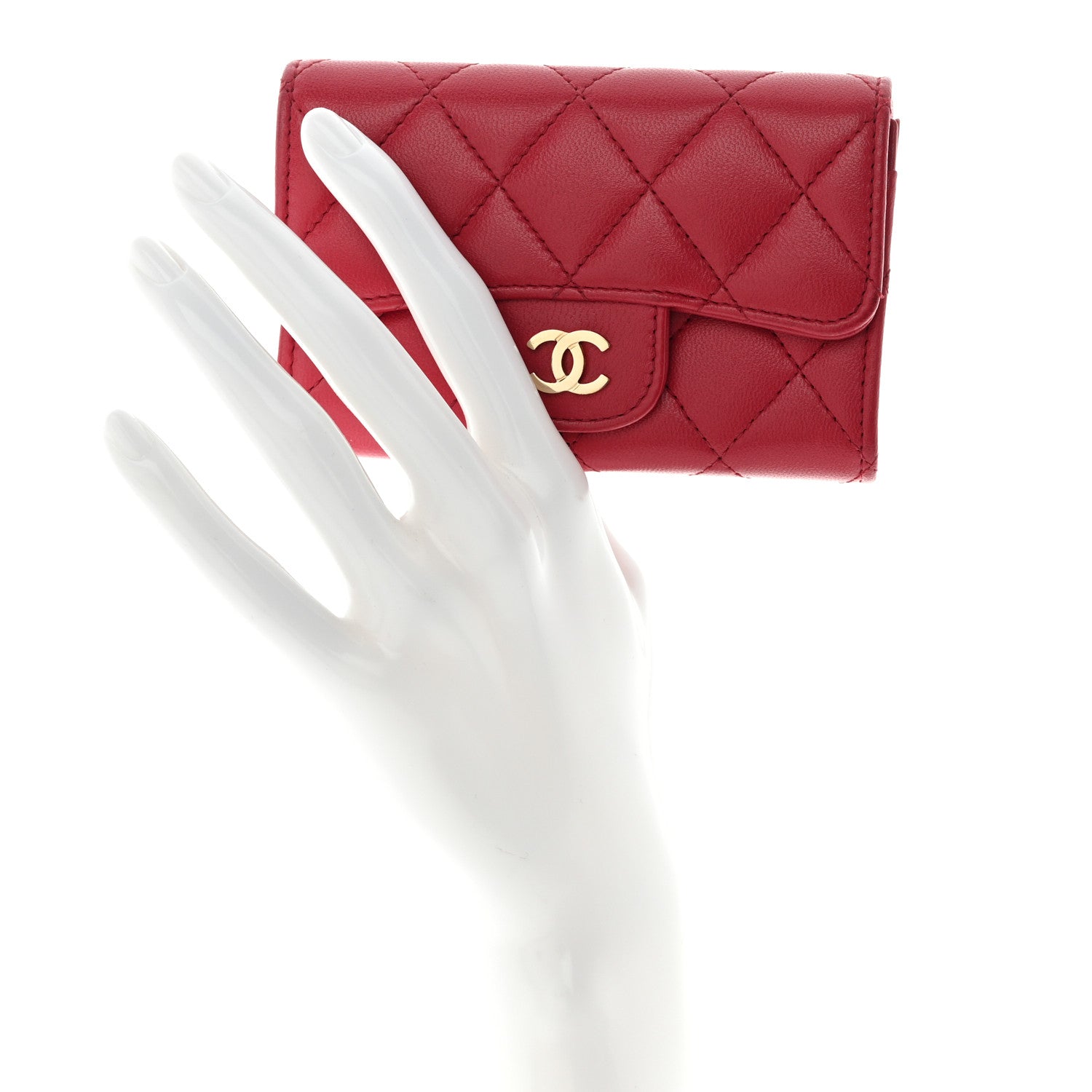Chanel Lambskin Quilted Flap Card Holder Dark Pink 2 of 12