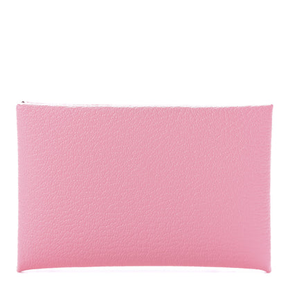 Hermes Chevre Verso Calvi Card Case Rose Confetti Brique 1 of 7