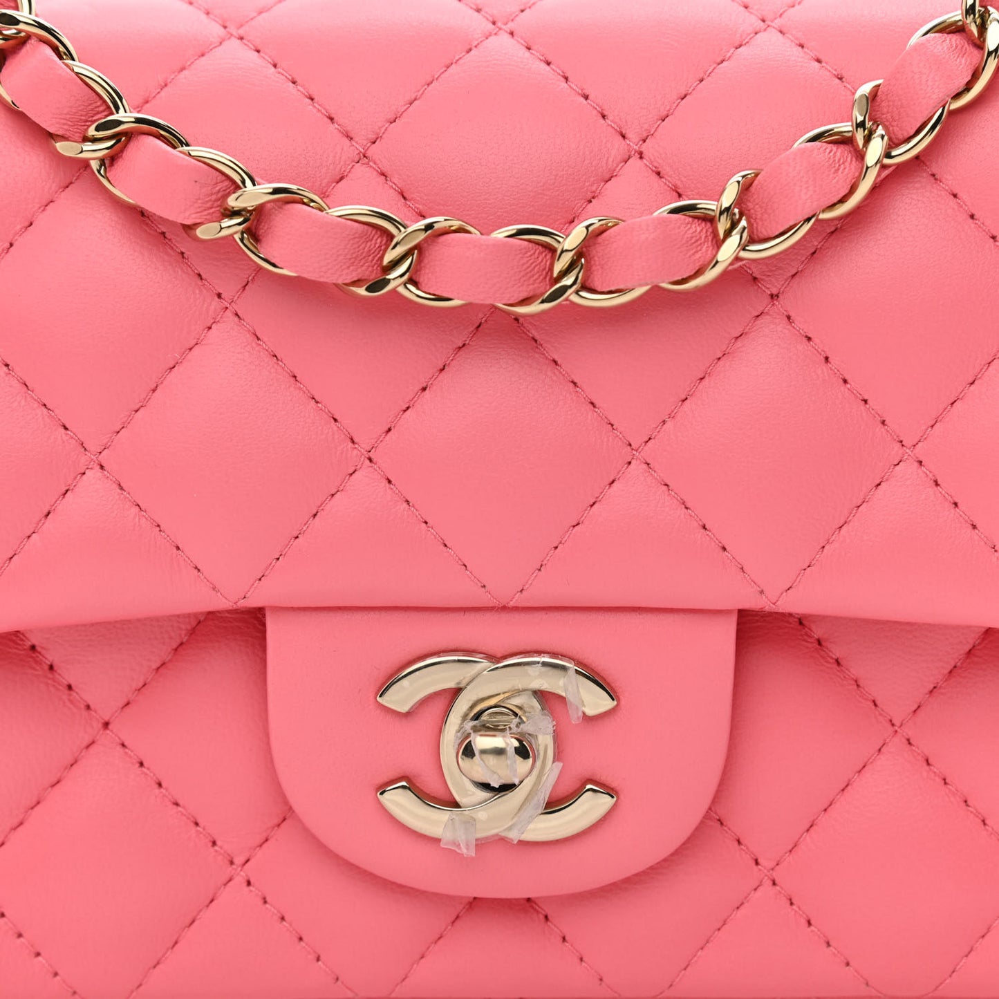 Lambskin Quilted Mini Rectangular Flap Pink