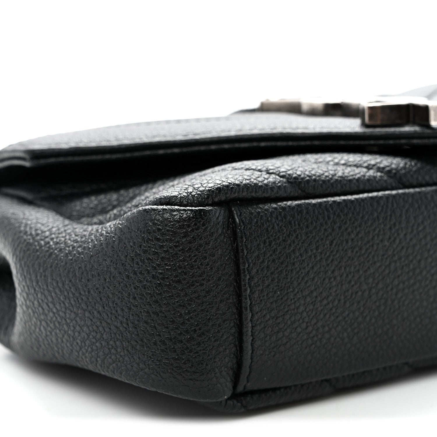 Saint Laurent Grained Calfskin Matelasse Chevron Classic Monogram Baby Chain Bag Black 9 of 10