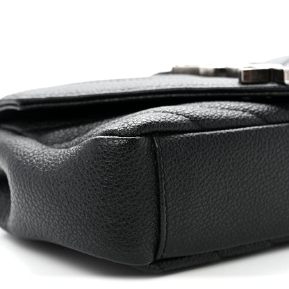 Saint Laurent Grained Calfskin Matelasse Chevron Classic Monogram Baby Chain Bag Black 9 of 10