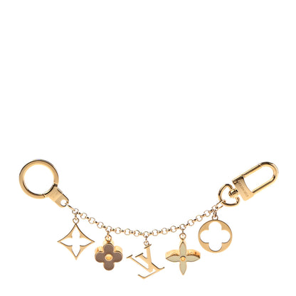 Louis Vuitton Brass Enamel Fleur De Monogram Bag Charm Chain Gold 1 of 4