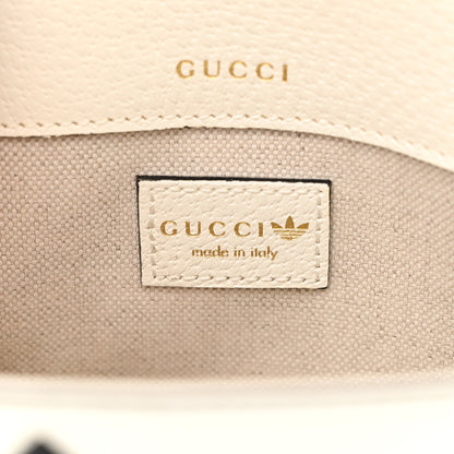 Gucci X ADIDAS Textured Dollar Calfskin Web Trefoil Mini Horsebit 1955 Shoulder Bag Off White Black 6 of 9