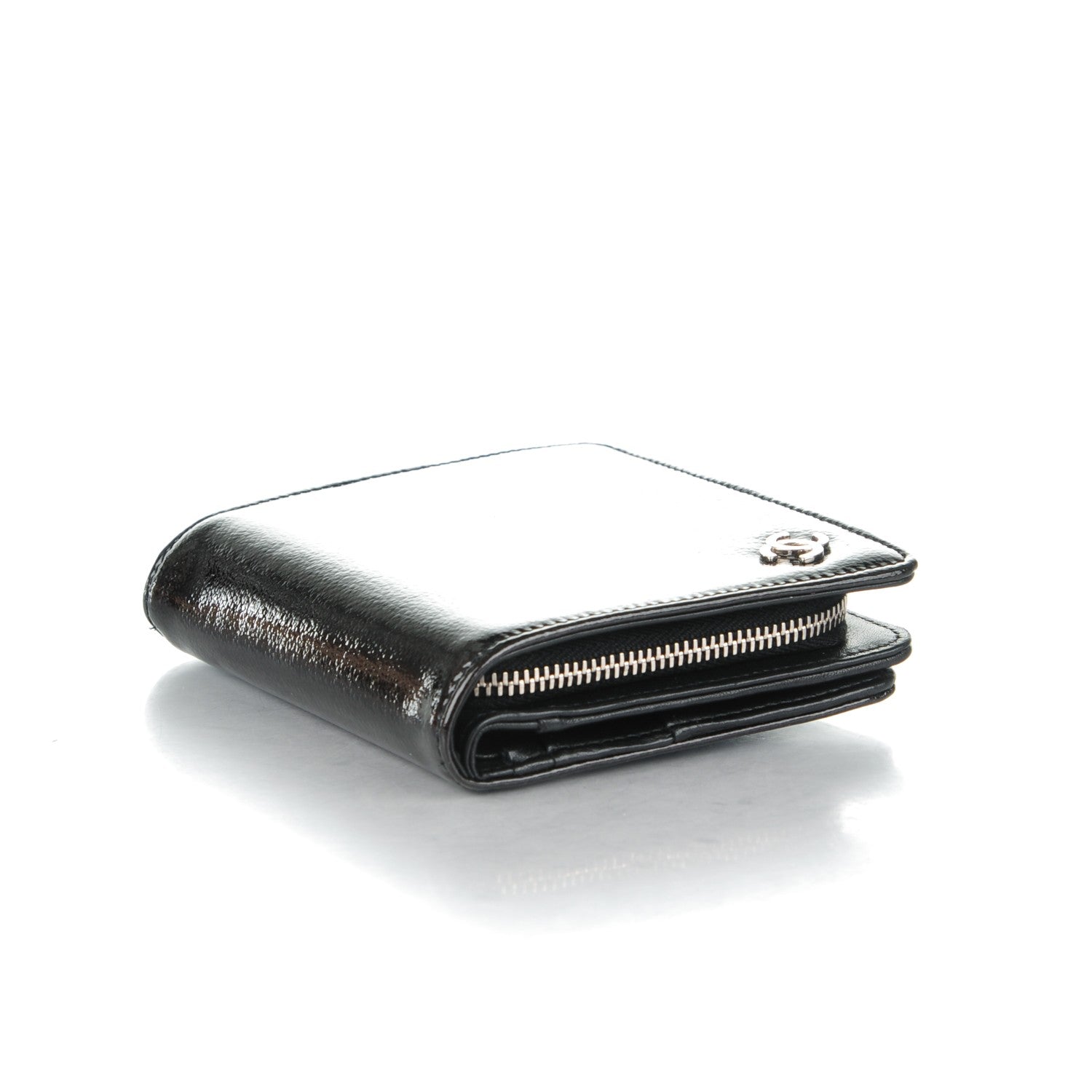 Chanel Patent Compact Zip Wallet Black 5 of 7