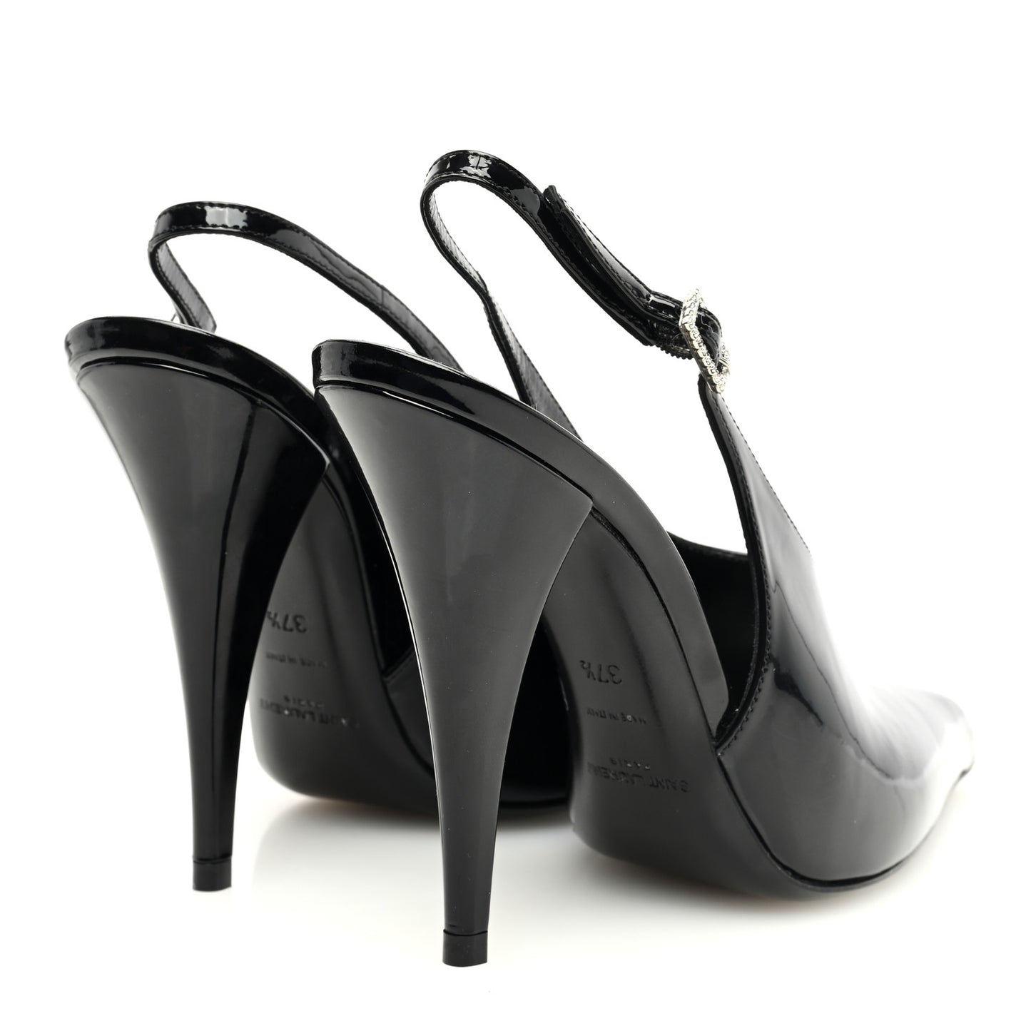 Patent Calfskin Nico 110 Slingback Pumps 37.5 Black