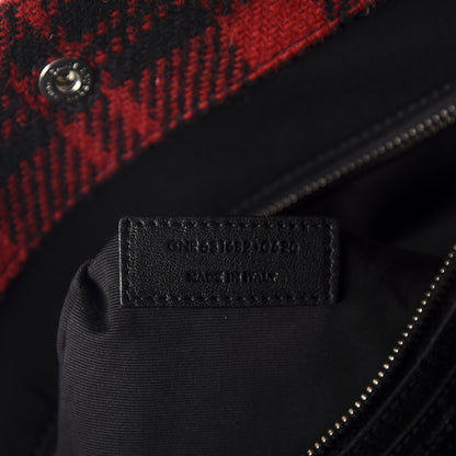 Saint Laurent Wool Tartan Rive Gauche Noe Tote Red Black 9 of 10