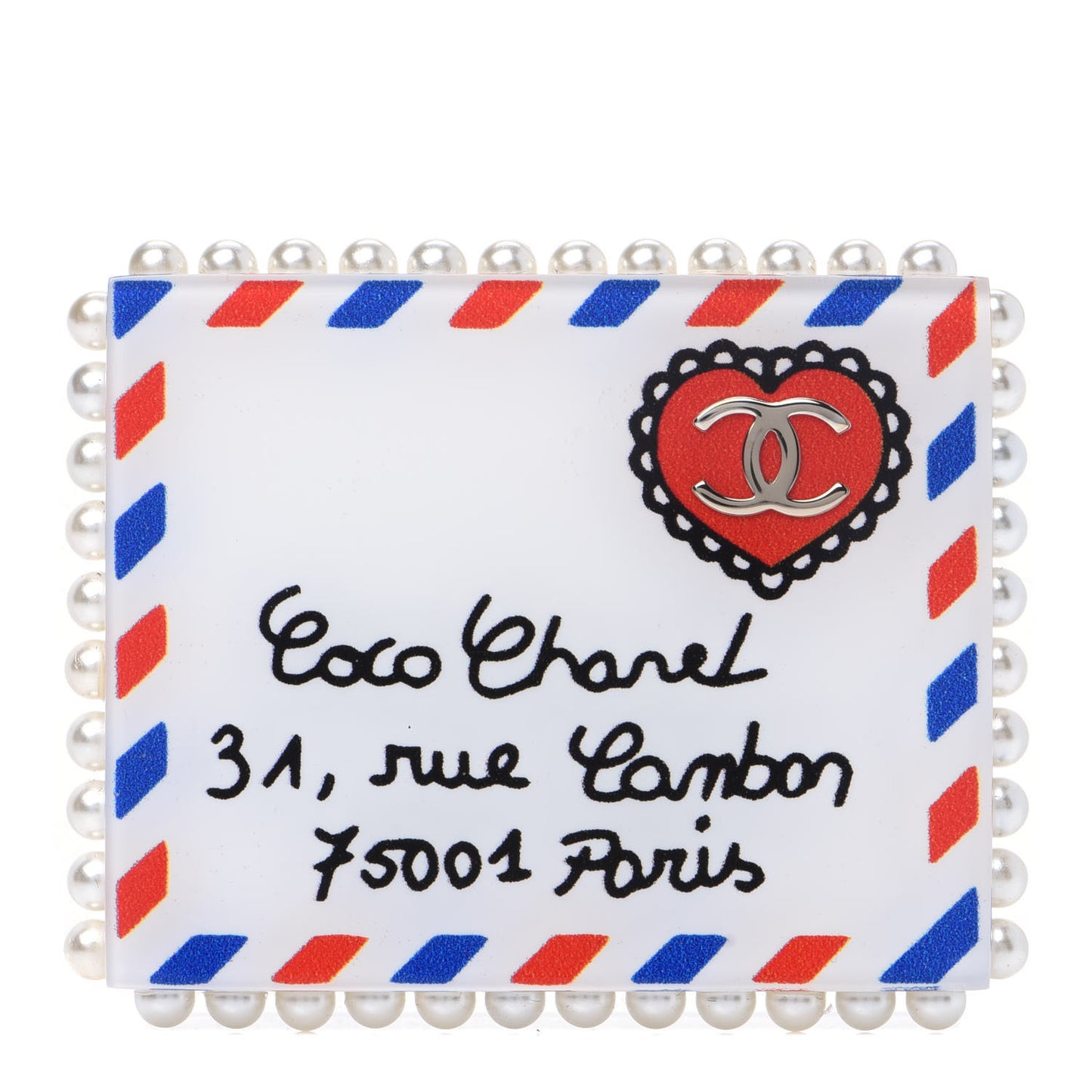 Resin Pearl Letter Brooch Black White Blue Red