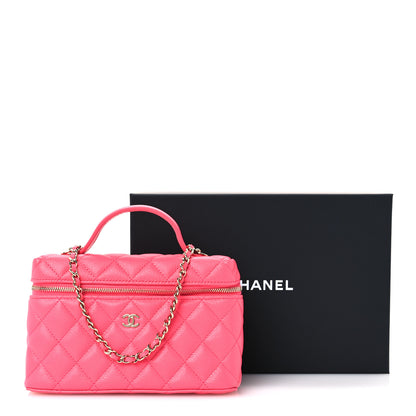 Chanel Caviar Quilted Top Handle Slim Vanity With Chain Fuchsia 10 of 10