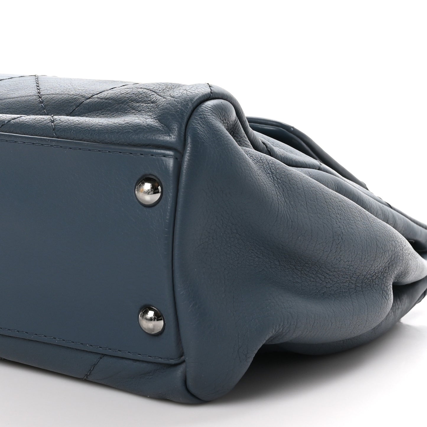 Washed Calfskin Quilted Hamptons Flap Bag Blue