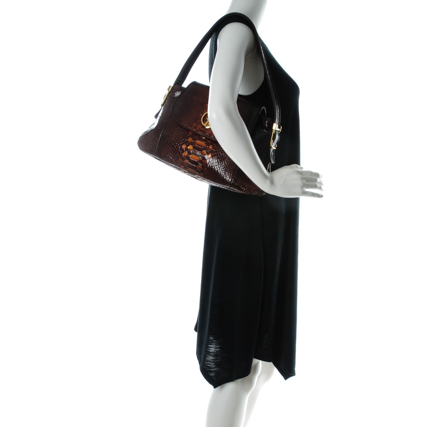 Python 1973 Shoulder Bag Brown Gold
