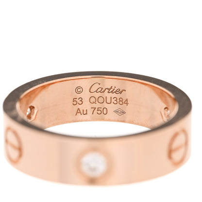 Cartier 18K Pink Gold 3 Diamond 5.5mm LOVE Ring 53 6.5 4 of 5