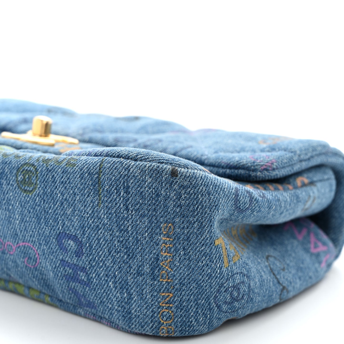 Denim Quilted Mini Denim Mood Rectangular Flap Blue Multicolor