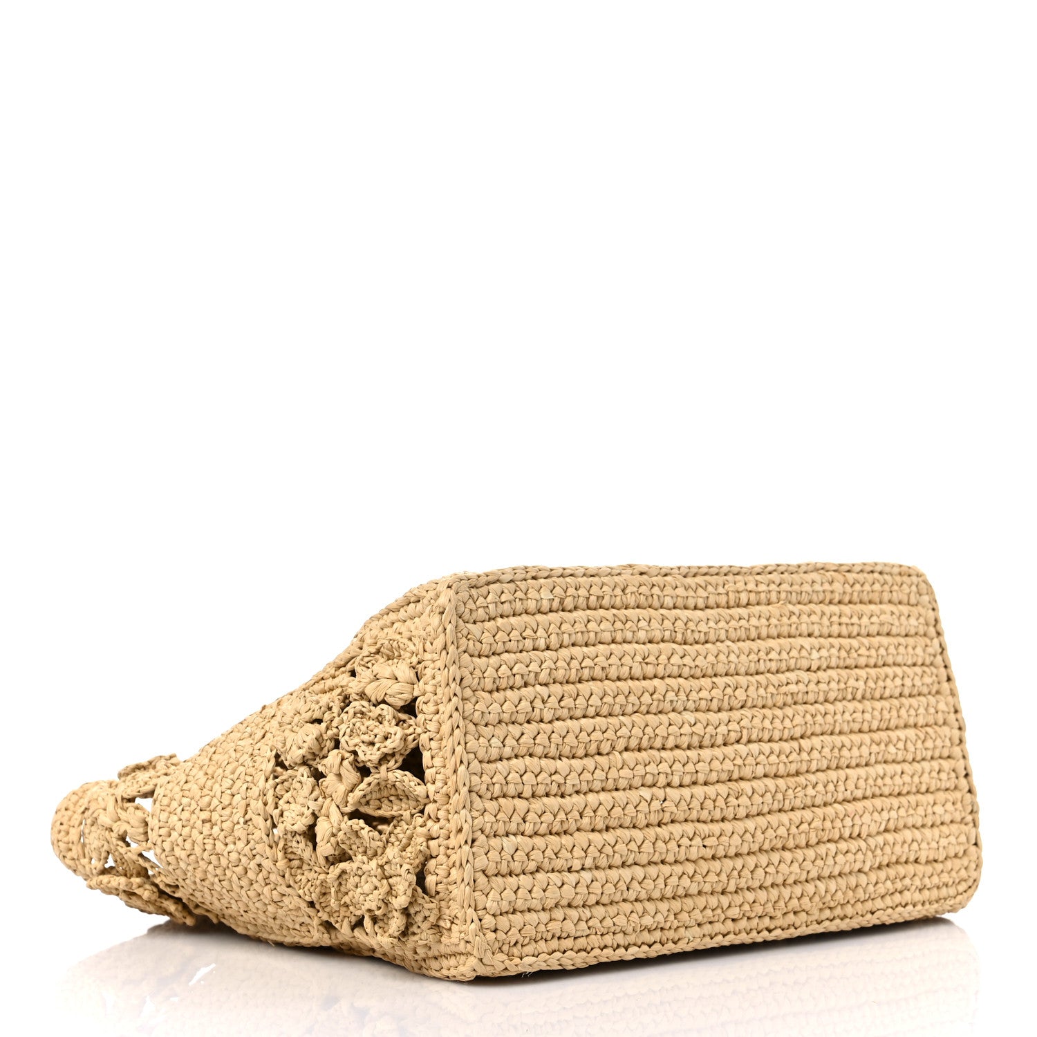 Christian Dior Woven Raffia Floral Embellished Small Book Tote Natural 6 of 11