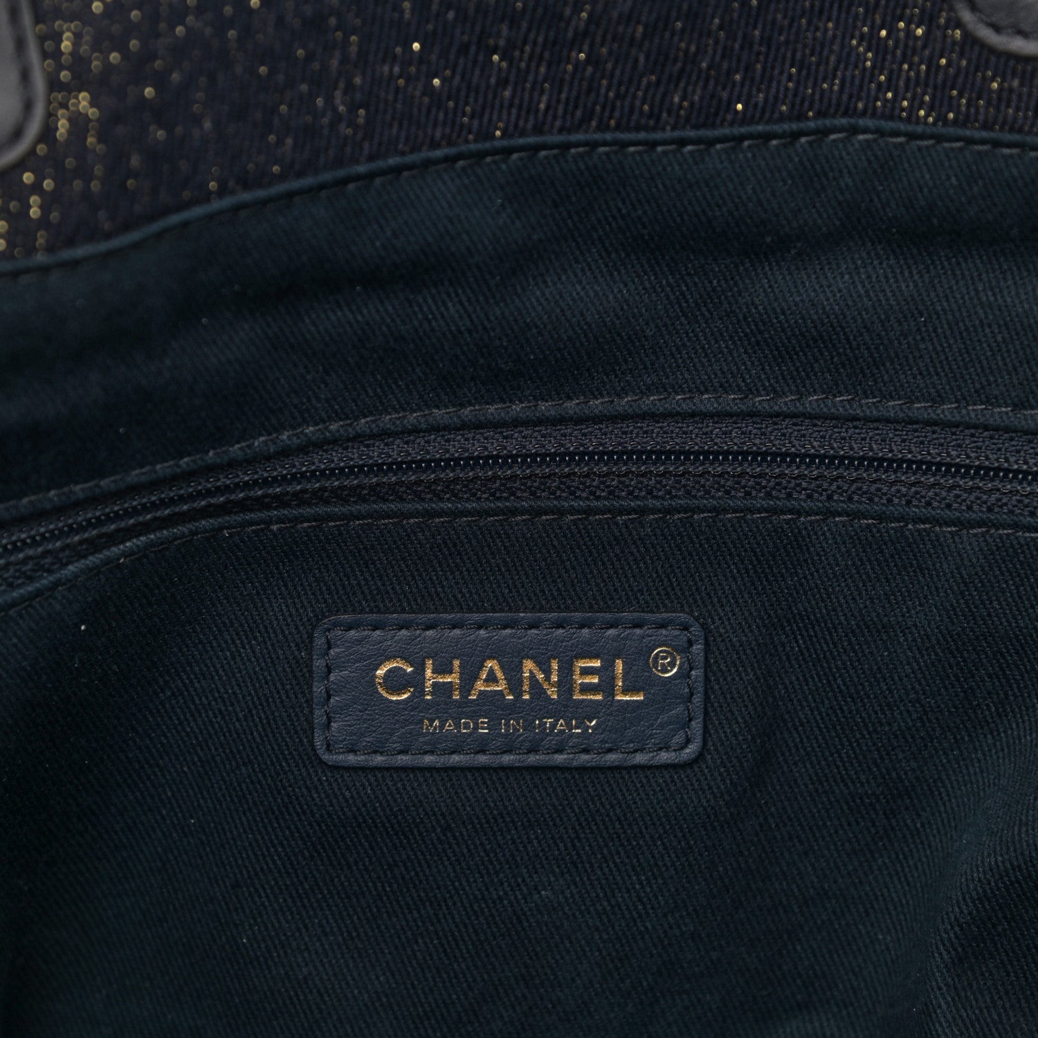 Chanel Lurex Canvas Medium Deauville Tote Navy Blue Gold 6 of 14